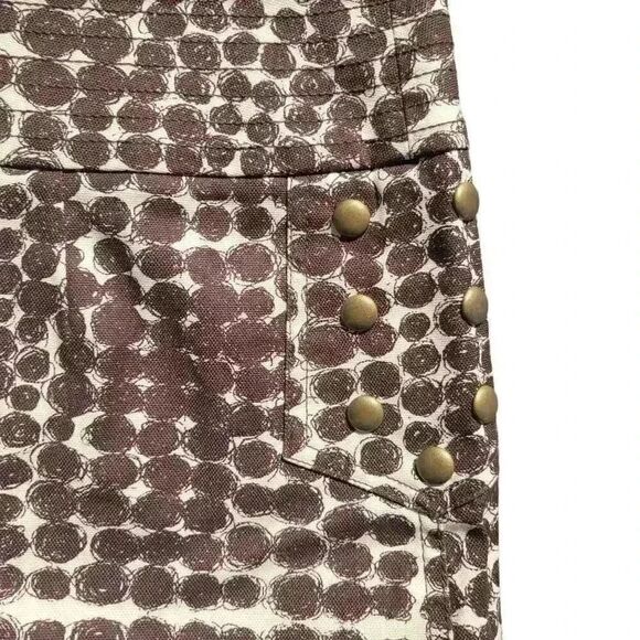 Ideology Women's Ivory & Brown Poly Circle Print Straight Skirt w Stud Accents - Picture 5 of 14